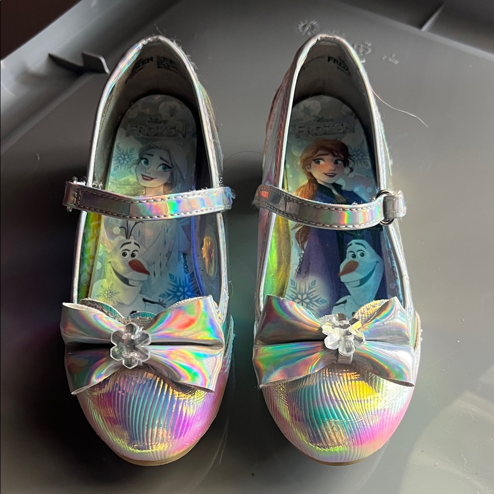 Girls' Holographic Iridescent Mary Janes with Frozen Insole
